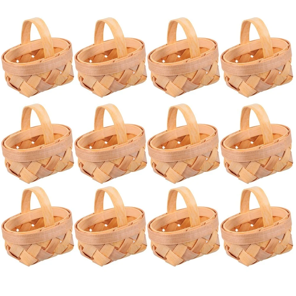 Wood 12pcs Chip Mini Baskets Manual Woven Baskets Woven Ornaments Baskets 
Wood 12pcs Chip Mini Baskets Manual Woven Baskets Woven Ornaments Baskets