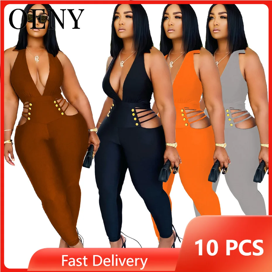 Wholesale Items Bulk Lots Summer 1 Piece Bodysuit Jumpsuit Lapel Hanging Neck Deep V Sleeveless Waist Sexy Hollowed Out O9269
Wholesale Items Bulk Lots Summer 1 Piece Bodysuit Jumpsuit Lapel Hanging Neck Deep V Sleeveless Waist Sexy Hollowed Out O9269