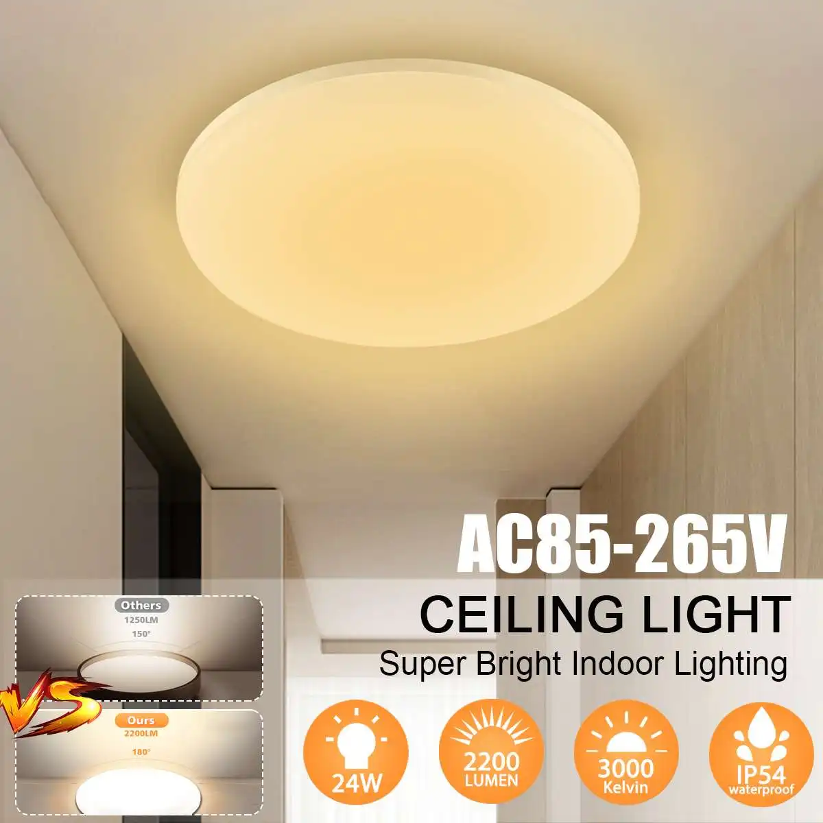 24W LED Ceiling Lamp 3000K Warm White Indoor Lighting for Living and Dining Room Bathroom Decoration Home Bedroom Night Lamp
24W LED Ceiling Lamp 3000K Warm White Indoor Lighting for Living and Dining Room Bathroom Decoration Home Bedroom Night Lamp