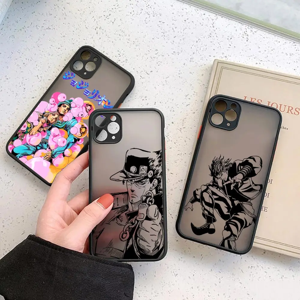 

Anime JoJos Bizarre Adventure Black Art Case For iPhone 13 12 11 14 Pro Max SE Mini XR XS X 7 8 Plus Silicone Matte Cover Fundas