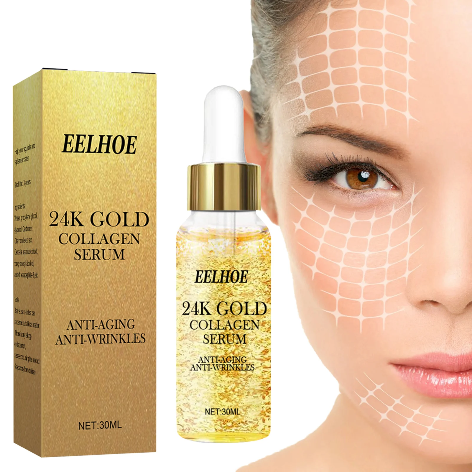 30ml 24K Gold Face Essence Anti Aging Wrinkles Facial Care Serums Plump Nourish Face Firming Brighten Skin Lighten Fine Lines
30ml 24K Gold Face Essence Anti Aging Wrinkles Facial Care Serums Plump Nourish Face Firming Brighten Skin Lighten Fine Lines