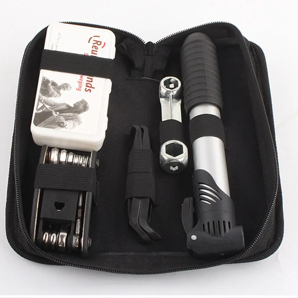 HOT Sale Bicycle ToolKit Bag Multi-function Folding Tire Repair Kits Multifunctional Kit Set With Pouch Pump for Bike Bicycle
HOT Sale Bicycle ToolKit Bag Multi-function Folding Tire Repair Kits Multifunctional Kit Set With Pouch Pump for Bike Bicycle