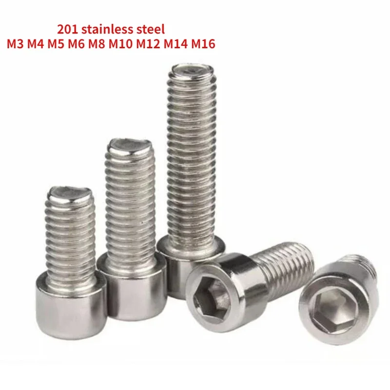Винты с шестигранной головкой из нержавеющей стали M3 M4 M5 M6 M8 M10 M12 M14 M16 SUS 201, DIN 912, шестигранные винты с полной резьбой 
Винты с шестигранной головкой из нержавеющей стали M3 M4 M5 M6 M8 M10 M12 M14 M16 SUS 201, DIN 912, шестигранные винты с полной резьбой