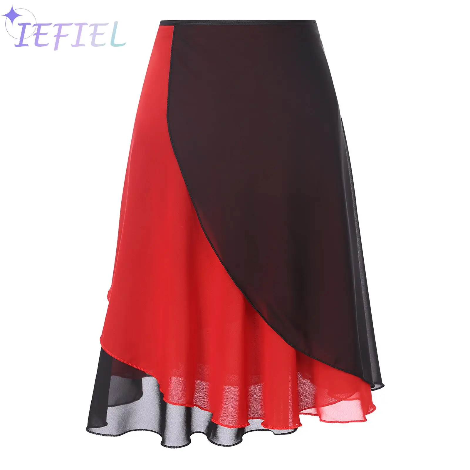 Womens Flowy Color Block Skirts Ballet Dancing Stage Performance Costume Lace-up Chiffon Dance Wrap Scarf Skirt Casual Wear
Womens Flowy Color Block Skirts Ballet Dancing Stage Performance Costume Lace-up Chiffon Dance Wrap Scarf Skirt Casual Wear