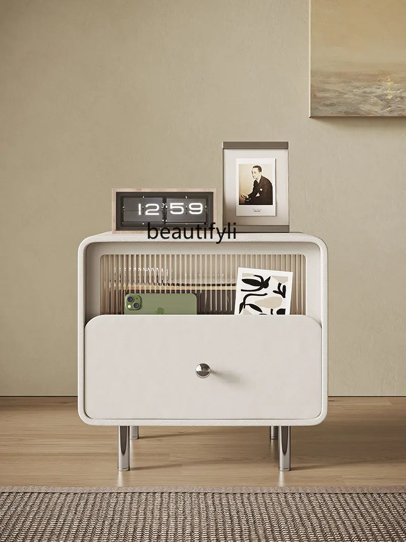 zqWhite Bedside Table Cream Leather Bedside Storage Cabinet Solid Wood Bedroom Simple Storage Cabinet Small
zqWhite Bedside Table Cream Leather Bedside Storage Cabinet Solid Wood Bedroom Simple Storage Cabinet Small
