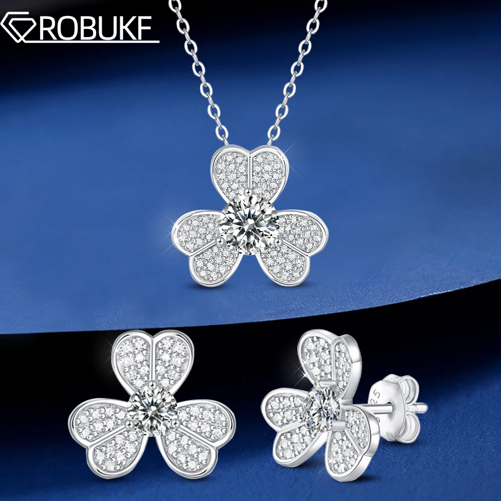 18K Plated Clover Pendant Moissanite Jewelry Set 1.6cttw Moissanite Diamond 100% 925 Sterling Silver Necklace Earring For Women
18K Plated Clover Pendant Moissanite Jewelry Set 1.6cttw Moissanite Diamond 100% 925 Sterling Silver Necklace Earring For Women
