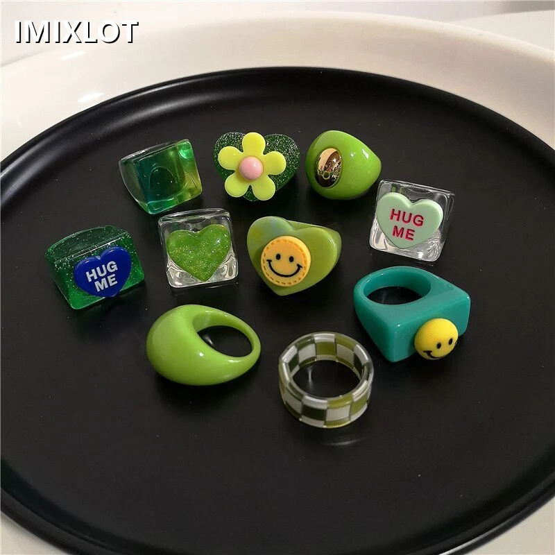 Y2K Rings For Women Cute Green Acrylic Flowers Heart Ring Trend Korean Style Aesthetic Jewelry Wedding Accessories 2022 New Gift
Y2K Rings For Women Cute Green Acrylic Flowers Heart Ring Trend Korean Style Aesthetic Jewelry Wedding Accessories 2022 New Gift