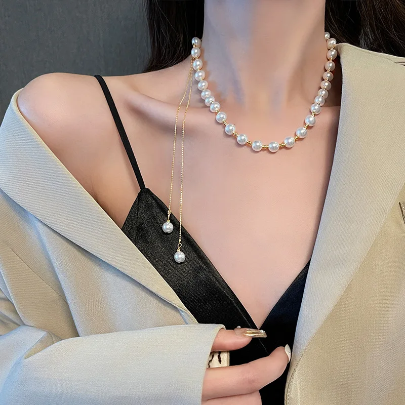 

Luxury Pearl Necklace Collar De Perlas Necklaces for Women Kpop Collares Jewelry Choker Korean Fashion Bijoux Kolye Naszyjnik