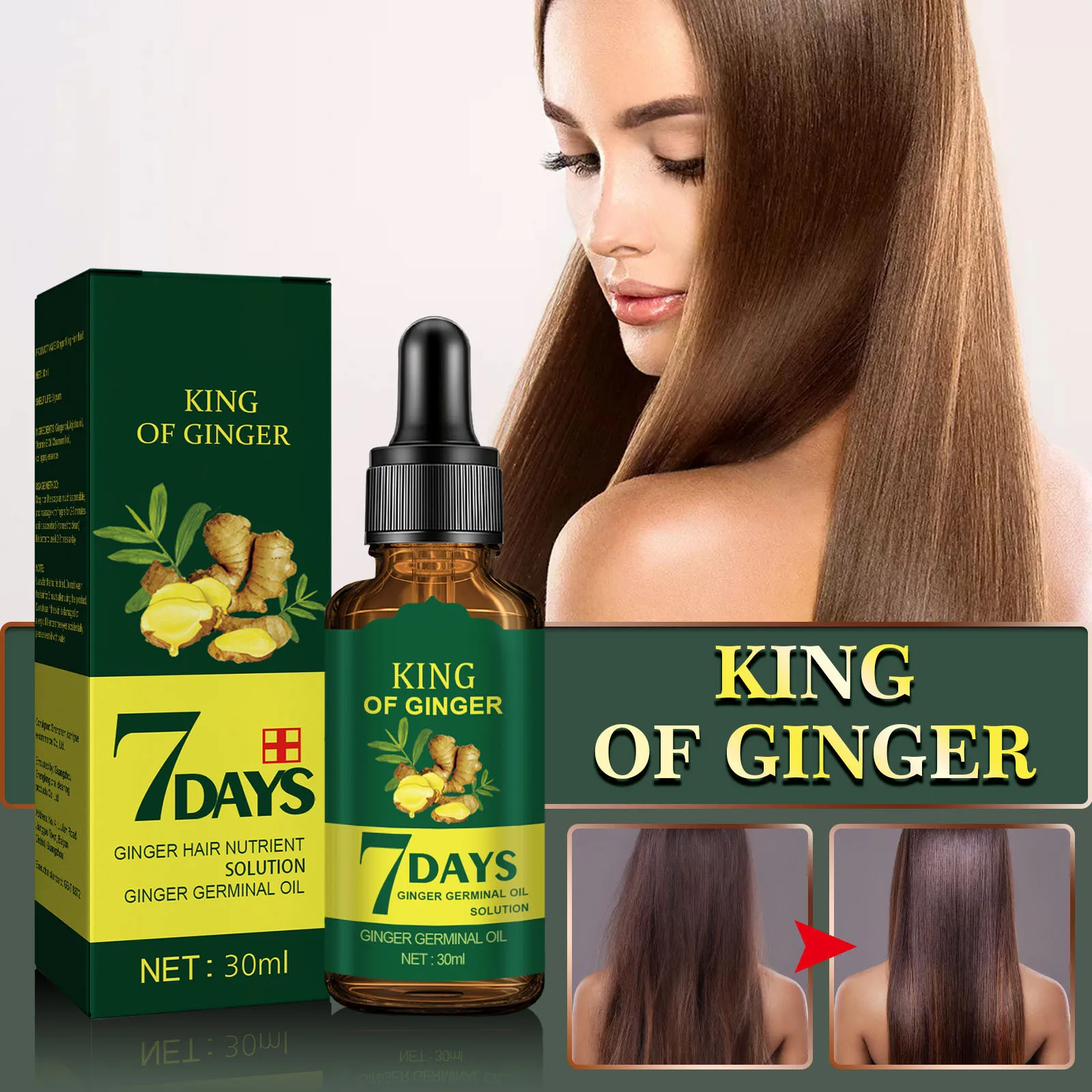 

Ginger Hair Oil Refreshing Oil Control Nourishing Scalp Hair Follicles Nutrient Solution Thick and Strong Hair Split Ends Care