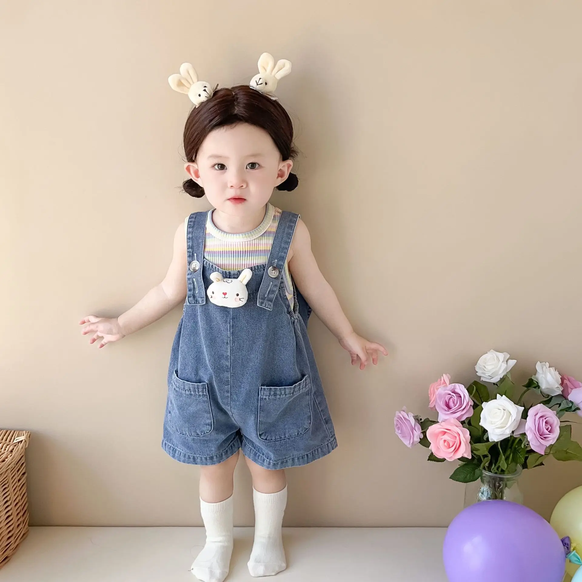 Summer Children Knitted Colorful Striped Vest Girl Baby Cute Rabbit Pockets Overalls Kid Cotton Sleeveless Tops Infant Waistcoat
Summer Children Knitted Colorful Striped Vest Girl Baby Cute Rabbit Pockets Overalls Kid Cotton Sleeveless Tops Infant Waistcoat