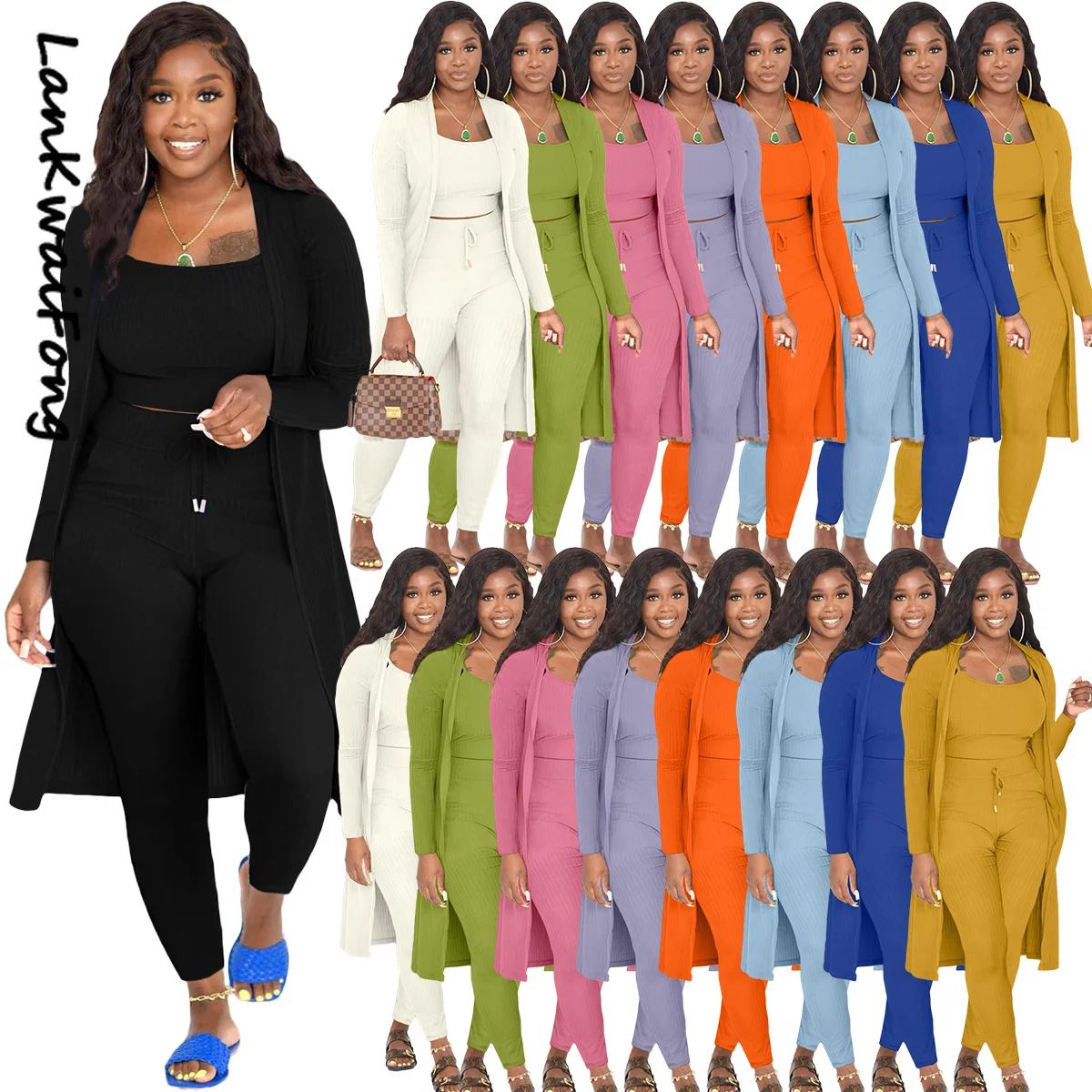 LKF 2023 Winter Fashion Women's 3-Piece 3XL Strap Top Long Cape Coat Slim Fit Pants Simple Commuter Versatile Set Stripe Cloth
LKF 2023 Winter Fashion Women's 3-Piece 3XL Strap Top Long Cape Coat Slim Fit Pants Simple Commuter Versatile Set Stripe Cloth