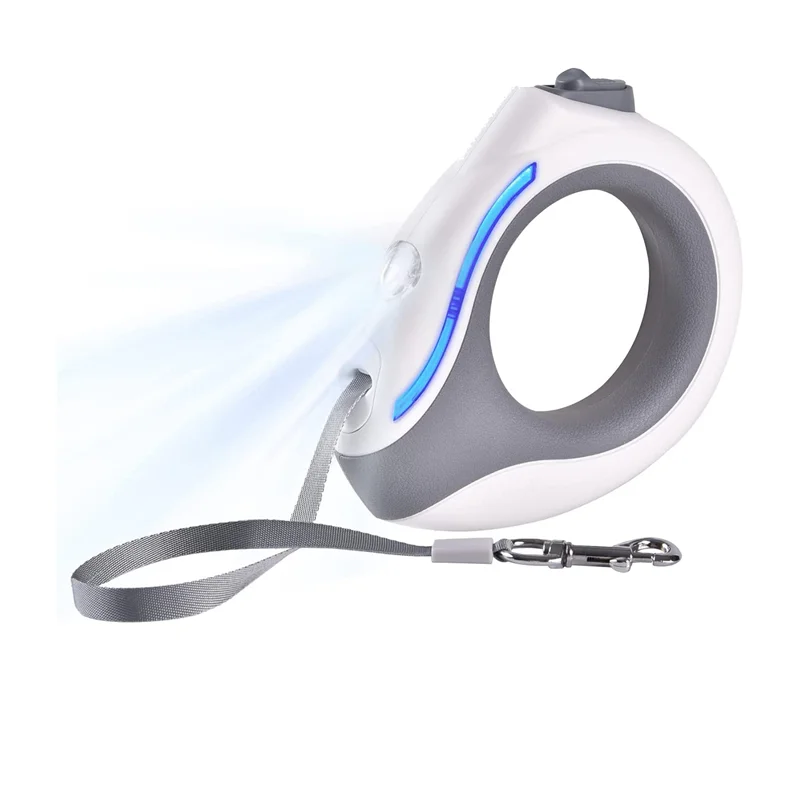 

Retractable Dog Leash with Bright LED Light,Hands-Free /360°Tangle Free 10Ft Dog Walking Leash Nylon Traction Rope White