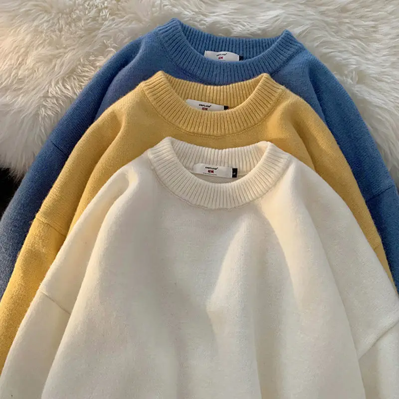 Pure Color Pullover Sweater Men's Autumn and Winter Simple Wild Round Neck Sweater Ins Hong Kong Style Loose Bottoming Sweater
Pure Color Pullover Sweater Men's Autumn and Winter Simple Wild Round Neck Sweater Ins Hong Kong Style Loose Bottoming Sweater