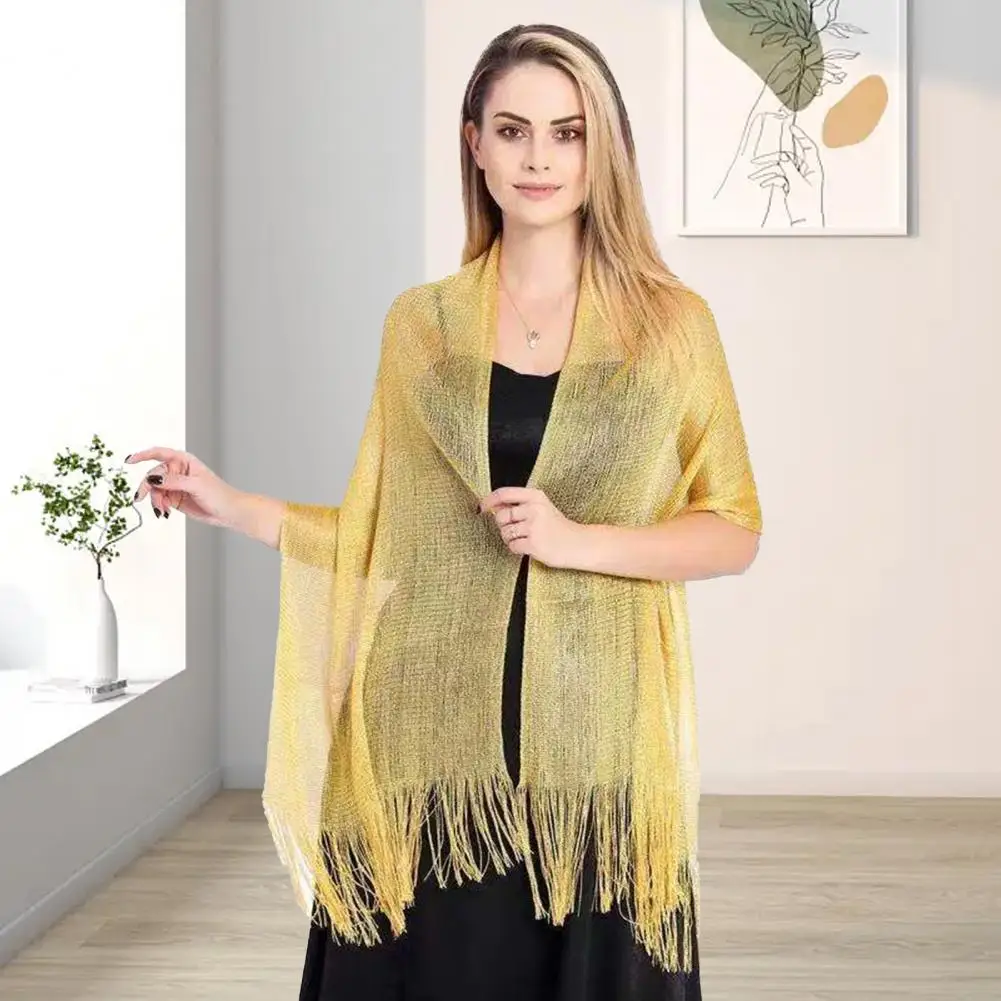 Women Shawl See-through Hollow Out Solid Color Long Tassel Wide Decor Thin Shirt Dress Matching Party Shawl Clothes Accessory
Women Shawl See-through Hollow Out Solid Color Long Tassel Wide Decor Thin Shirt Dress Matching Party Shawl Clothes Accessory