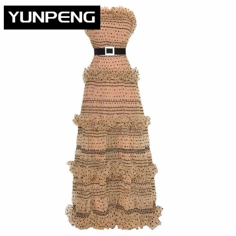 Dresses For Women 2023 Runway Luxury Brand Elegant Summer Dot Mesh Slash Neck Crystal Belt Ruffle Elegant Party Backless Dress
Dresses For Women 2023 Runway Luxury Brand Elegant Summer Dot Mesh Slash Neck Crystal Belt Ruffle Elegant Party Backless Dress