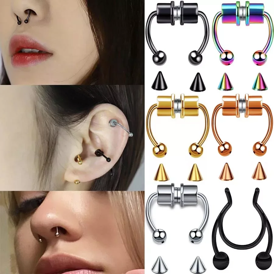 New in Nose Ring Hoop Nose Septum Rings Stainless Steel Magnet Nose Punk Fake Piercing Body Jewelry Hip Hop Rock Ear clip Jewelr
New in Nose Ring Hoop Nose Septum Rings Stainless Steel Magnet Nose Punk Fake Piercing Body Jewelry Hip Hop Rock Ear clip Jewelr