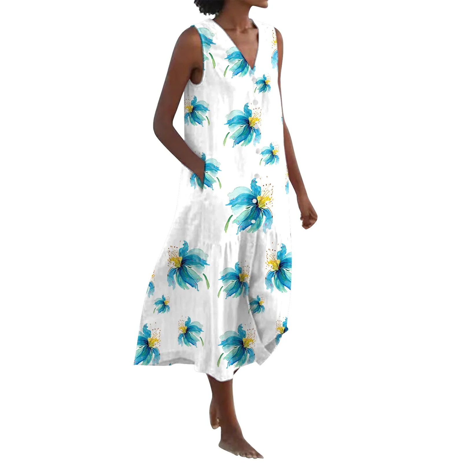 Women'S Printing Summer Dress Sleeveless V Neck Button Down Casual Pocket Short Dress Dresses For Women 2023 Long Dresses
Women'S Printing Summer Dress Sleeveless V Neck Button Down Casual Pocket Short Dress Dresses For Women 2023 Long Dresses