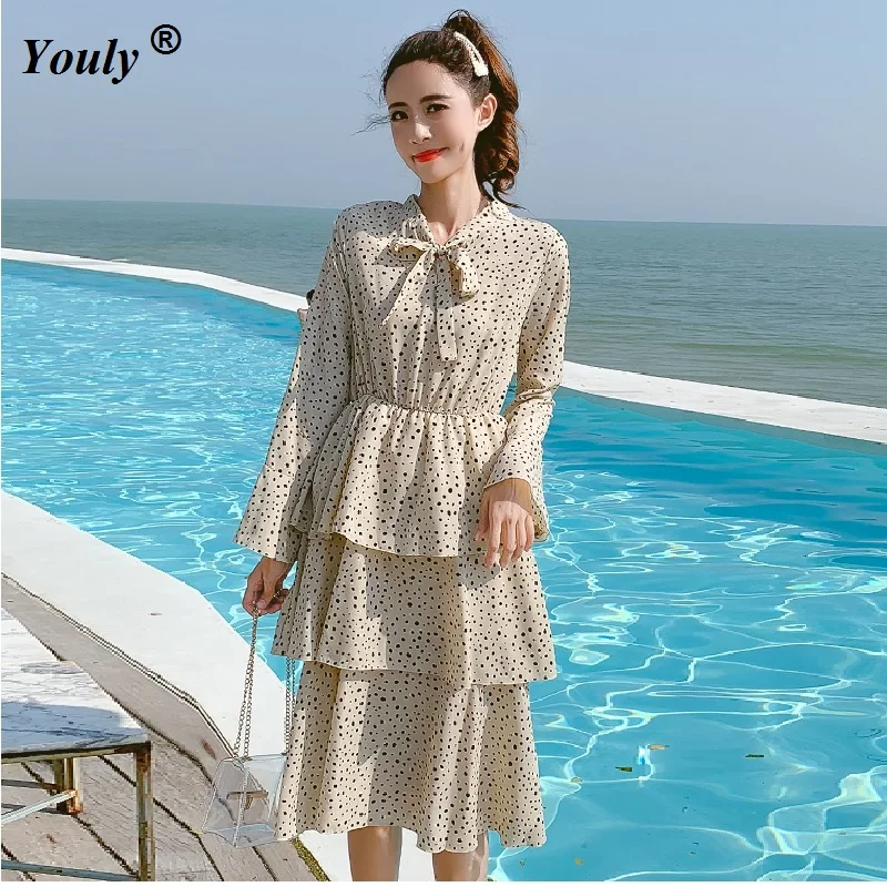Women chiffon dress 2021 spring autumn female vintage print elegant bow long sleeve casual office lady cake layered party dress
Women chiffon dress 2021 spring autumn female vintage print elegant bow long sleeve casual office lady cake layered party dress