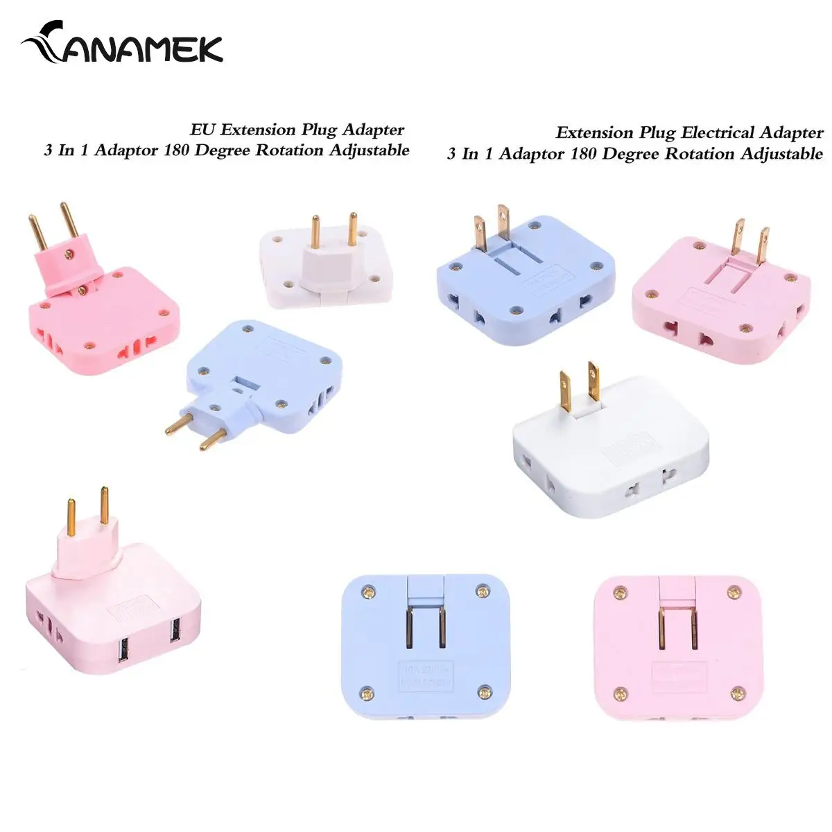 EU Extension Plug 3 In 1 Adaptor 180 Degree Rotation Adjustable Electrical Adapter For Mobile Phone Charging Converter Socket
EU Extension Plug 3 In 1 Adaptor 180 Degree Rotation Adjustable Electrical Adapter For Mobile Phone Charging Converter Socket