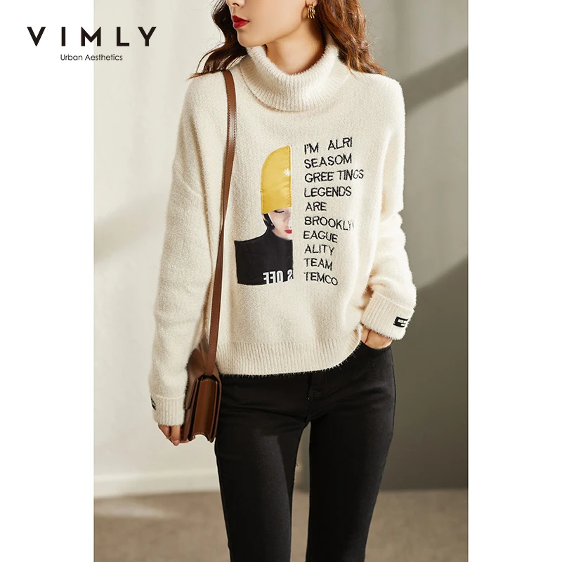 Vimly Winter Sweater for Women Fashion Loose Turtleneck Pullover Autumn Clothes Casual Female Knitted Sweater Outwear Tops F9833
Vimly Winter Sweater for Women Fashion Loose Turtleneck Pullover Autumn Clothes Casual Female Knitted Sweater Outwear Tops F9833