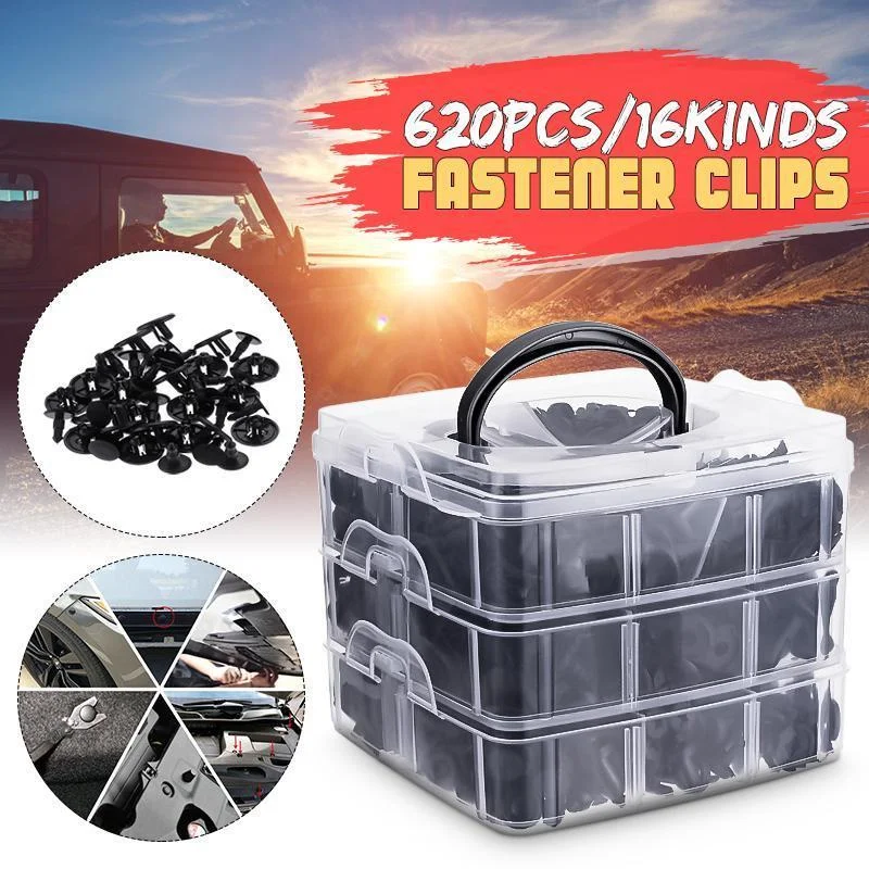 620PCS 16Kinds Car Rivet Fastener Clips With Storage Box Door Bumper Cover Fender Liner Fixed Mud Flap Push Clip Pin
620PCS 16Kinds Car Rivet Fastener Clips With Storage Box Door Bumper Cover Fender Liner Fixed Mud Flap Push Clip Pin
