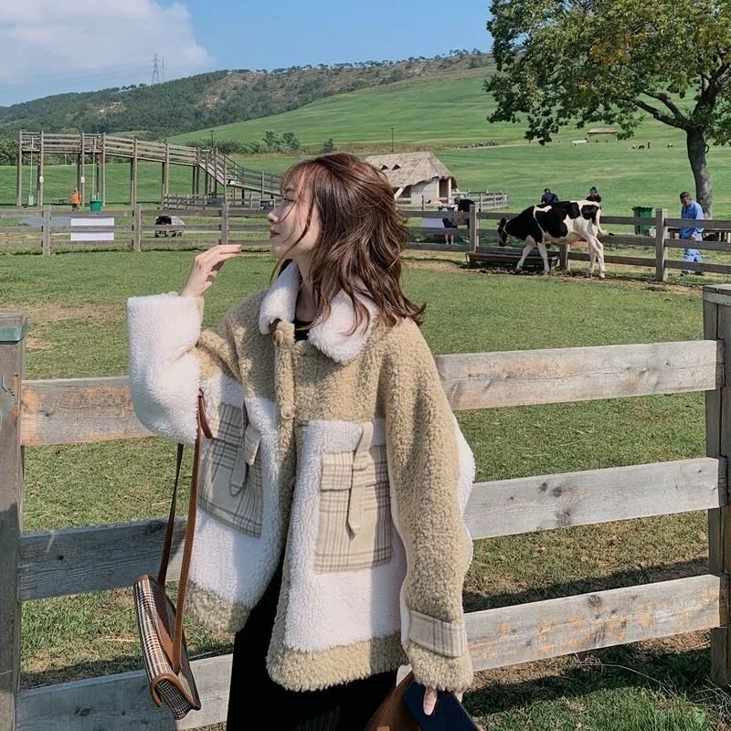 2022 Autumn And Winter Women's New Thickened Small Fragrance Korean Version Loose Stitching Imitation Lamb Velvet Top Short Coat
2022 Autumn And Winter Women's New Thickened Small Fragrance Korean Version Loose Stitching Imitation Lamb Velvet Top Short Coat