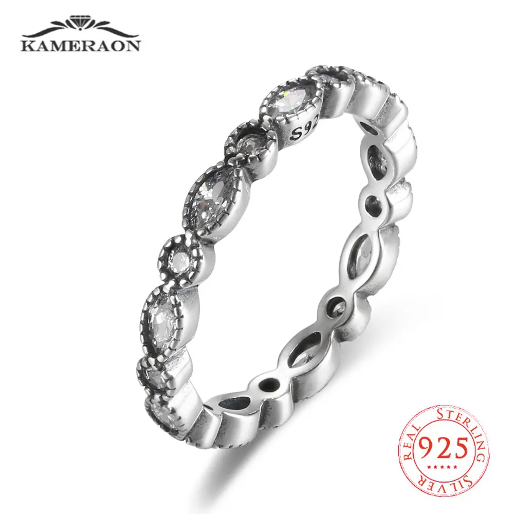 Kameraon Real 925 Sterling Silver Vintage Full CZ Finger Rings Fine Jewelry for Women Stack-able Party Accessories Party Gifts
Kameraon Real 925 Sterling Silver Vintage Full CZ Finger Rings Fine Jewelry for Women Stack-able Party Accessories Party Gifts