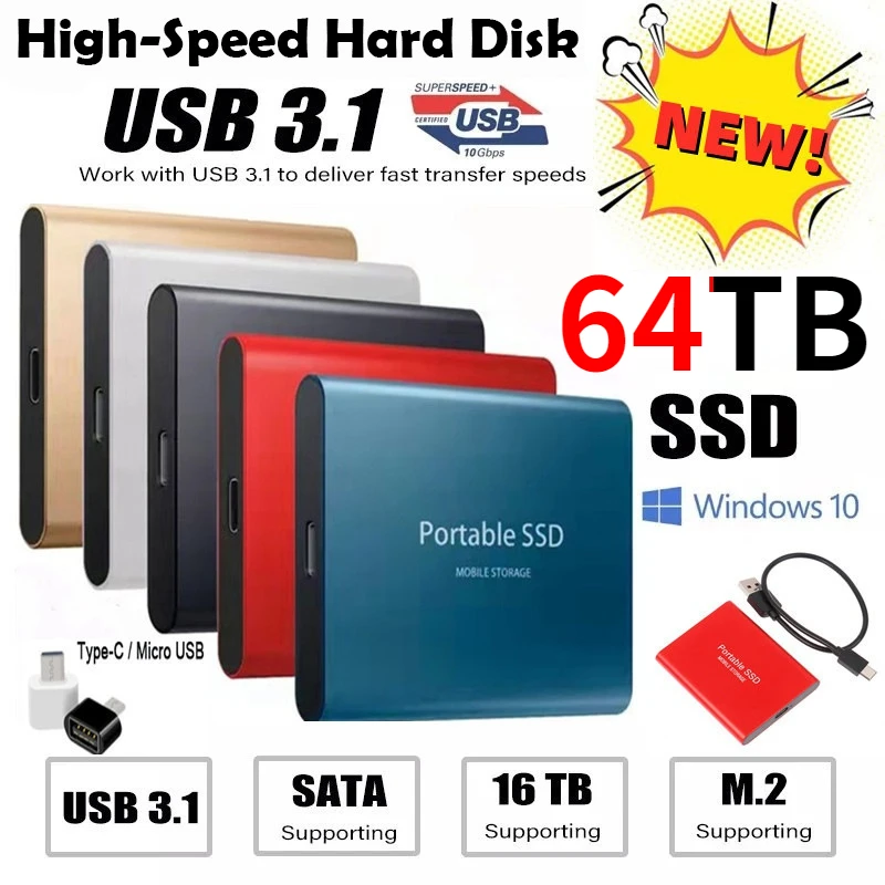 Внешний Накопитель SSD Type-C USB 3,1, Портативный высокоскоростной портативный мини-Накопитель SSD 8 ТБ 16 ТБ 64 ТБ
Внешний Накопитель SSD Type-C USB 3,1, Портативный высокоскоростной портативный мини-Накопитель SSD 8 ТБ 16 ТБ 64 ТБ