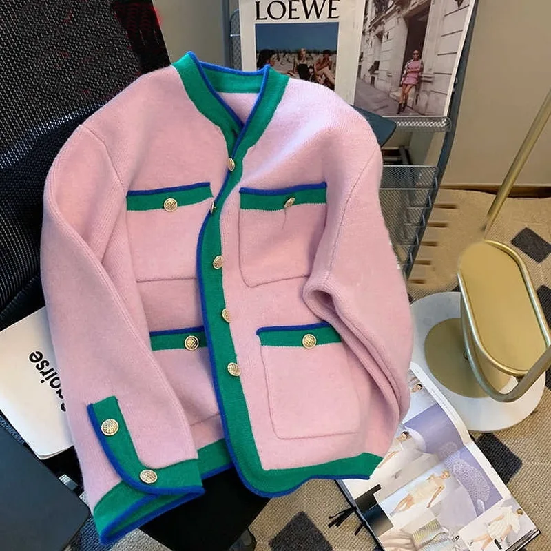 Runway Fall Contrast Color Edge V-neck Knitted Cardigan Women's Vintage Korean Fashion Sweater Jacket Gothic Clothes Coat
Runway Fall Contrast Color Edge V-neck Knitted Cardigan Women's Vintage Korean Fashion Sweater Jacket Gothic Clothes Coat