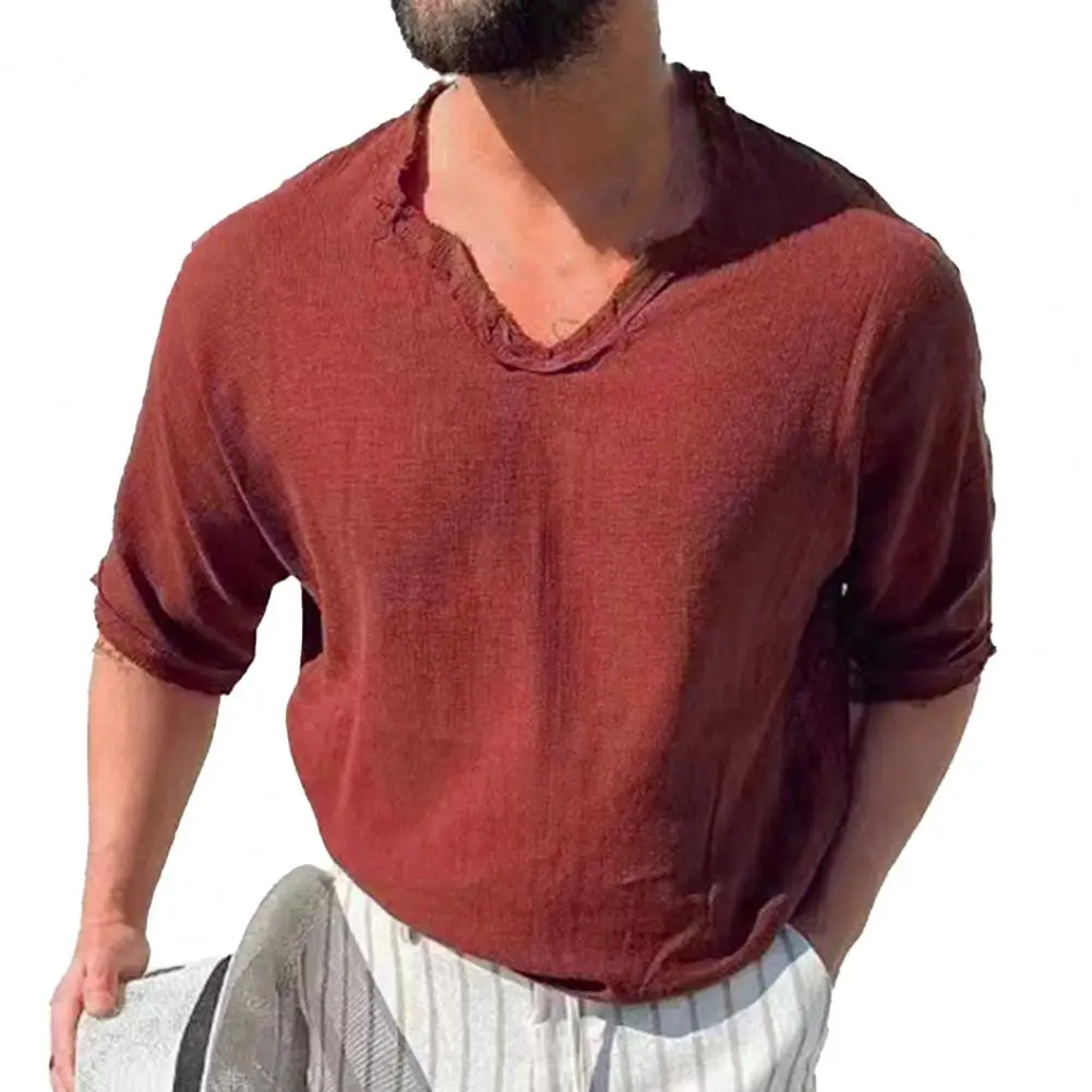 Футболка мужская однотонная, Воздухопроницаемый пуловер с коротким рукавом и V-образным вырезом, Свободный Топ, уличная одежда, лето
Футболка мужская однотонная, Воздухопроницаемый пуловер с коротким рукавом и V-образным вырезом, Свободный Топ, уличная одежда, лето