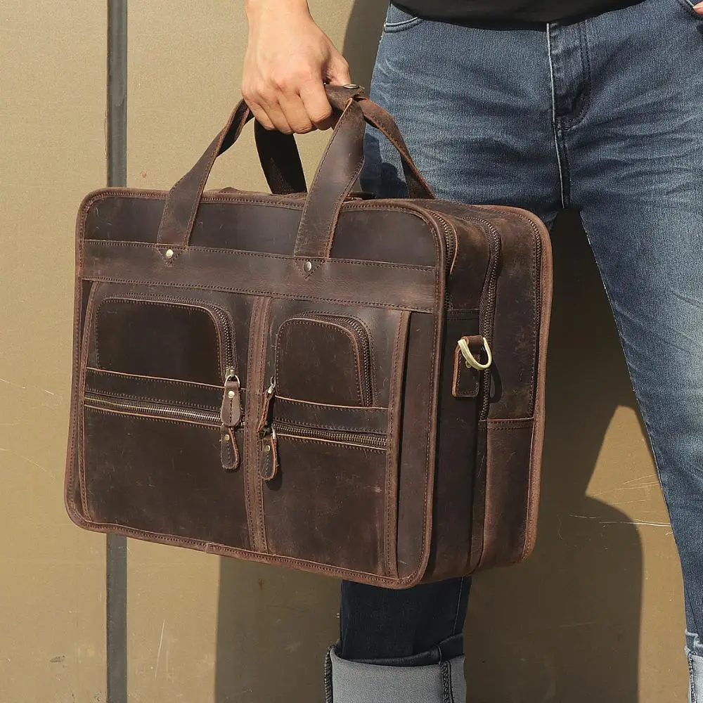 Big Black Brown Genuine Crazy Horse Leather 15.6'' 17'' Laptop Executive Men Briefcase Business Travel Messenger Bag Portfolio
Big Black Brown Genuine Crazy Horse Leather 15.6'' 17'' Laptop Executive Men Briefcase Business Travel Messenger Bag Portfolio