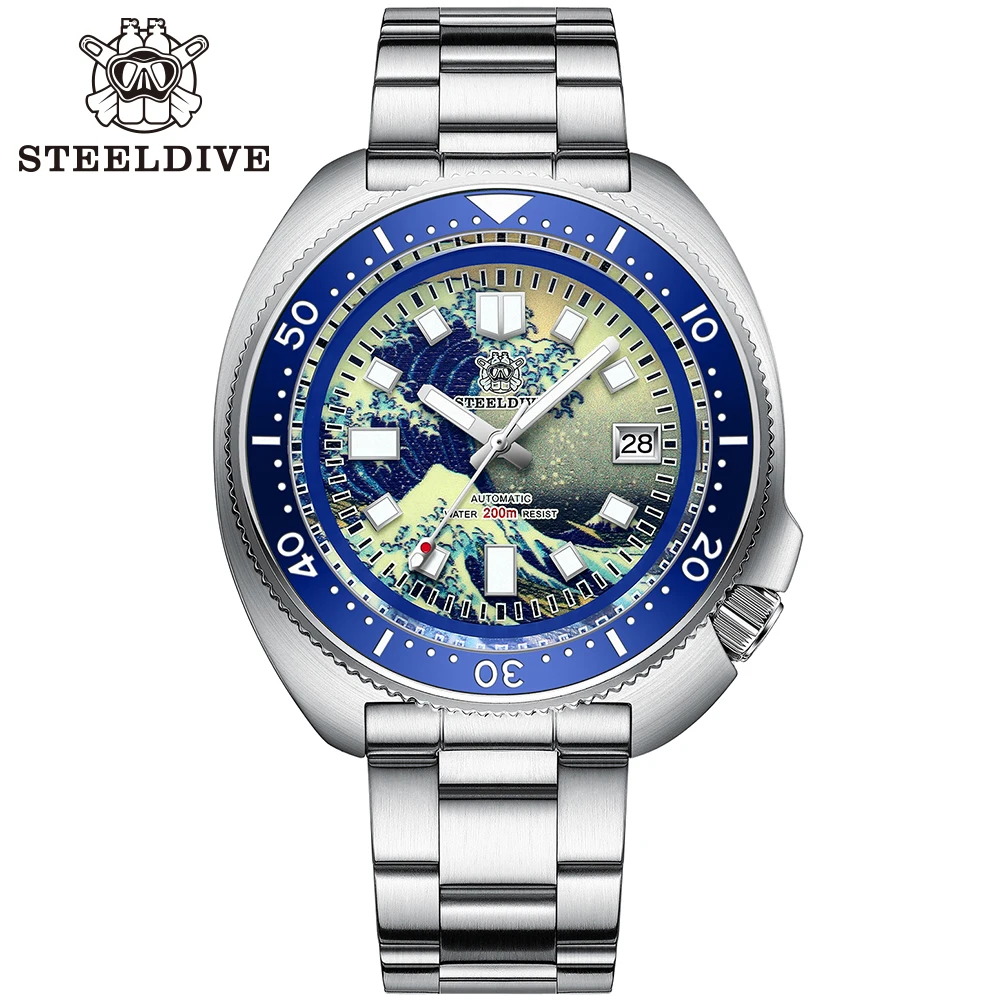 Мужские часы для дайвинга Steeldive Abalone 6105, черепаха NH35, волна, Kanagawa, серфинг, браслет, полностью светящиеся автоматические механические часы
Мужские часы для дайвинга Steeldive Abalone 6105, черепаха NH35, волна, Kanagawa, серфинг, браслет, полностью светящиеся автоматические механические часы