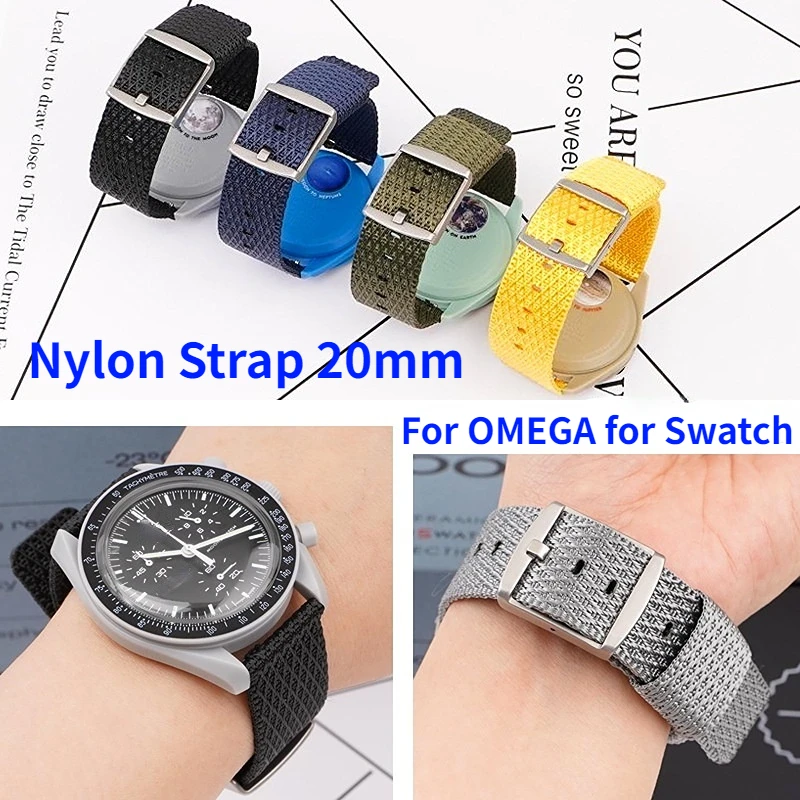 For OMEGA for Swatch Moon Canvas Strap Nylon Watch Band 20mm Watchband Stainless Steel Buckle Braided Woven Bracelet Accessories
For OMEGA for Swatch Moon Canvas Strap Nylon Watch Band 20mm Watchband Stainless Steel Buckle Braided Woven Bracelet Accessories