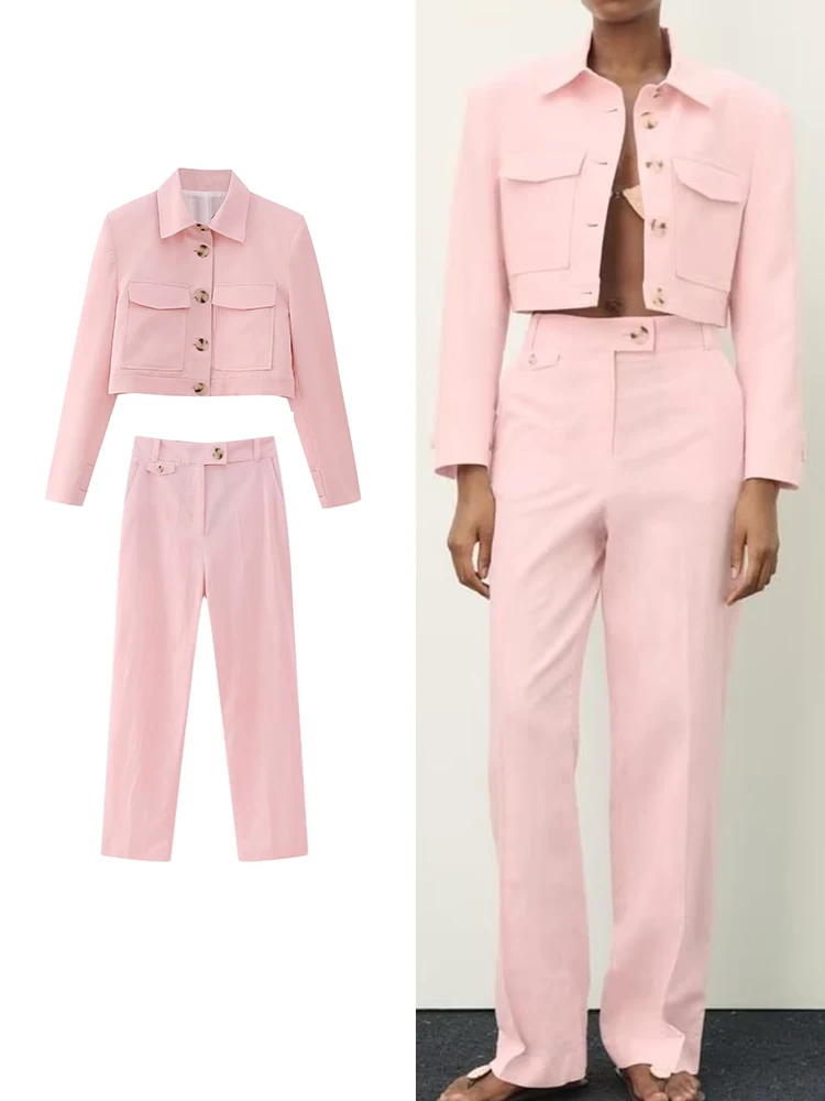 TRAF 2023 New Women Solid Short Suit Pants Set Spring/Summer Office Lady Lapel Single Breasted Coat High Waist Full-Length Pants
TRAF 2023 New Women Solid Short Suit Pants Set Spring/Summer Office Lady Lapel Single Breasted Coat High Waist Full-Length Pants