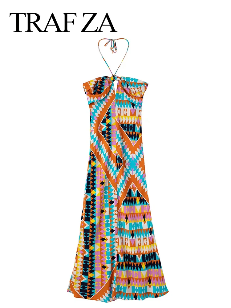 TRAF ZA Printed Geometric Wrap Chest Cutout Halter Sexy Dress Open Back Slim Elegant Fashion Women's Long Dress Beach Summer
TRAF ZA Printed Geometric Wrap Chest Cutout Halter Sexy Dress Open Back Slim Elegant Fashion Women's Long Dress Beach Summer