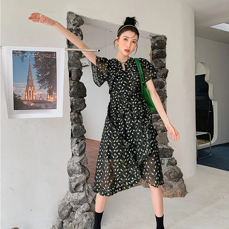 Vintage Irregular Organza Ruffle Floral Dress Women O-Neck High Waist Short Sleeve A-Line Dresses Sweet Vestidos De Mujer Summer
Vintage Irregular Organza Ruffle Floral Dress Women O-Neck High Waist Short Sleeve A-Line Dresses Sweet Vestidos De Mujer Summer