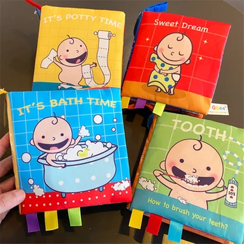 0-24 Months Fabric Books Baby Early Learning Puzzle Cloth Book Ring Paper Develop Cognize Reading Toys Parent-Child Interaction