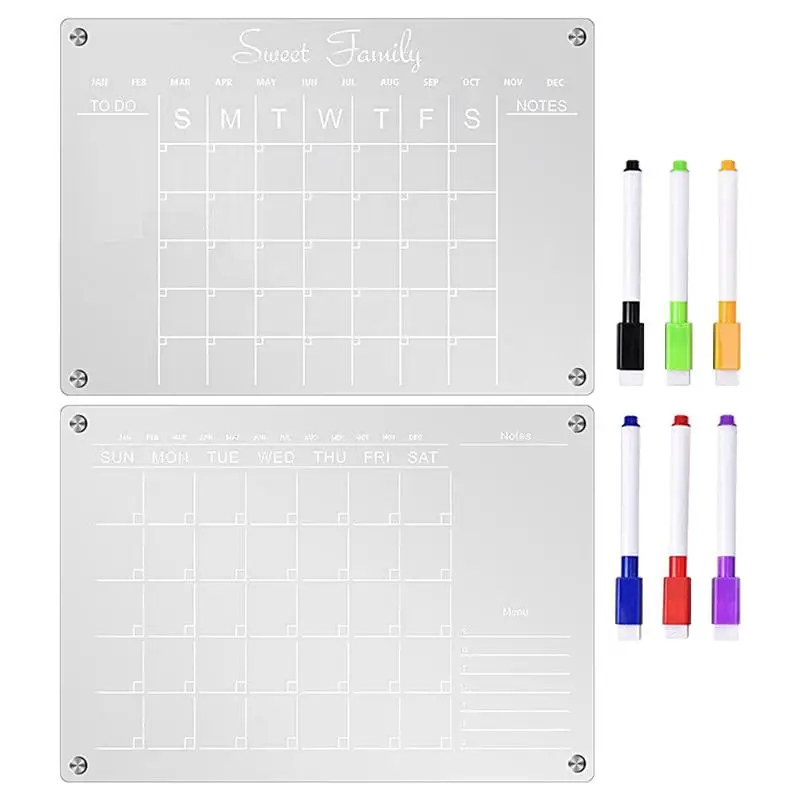 

Acrylic Calendar Transparent Magnetic Fridge Sticker Dry Erase Write WhiteBoard Planner Monthly Weekly Schedule To Do List