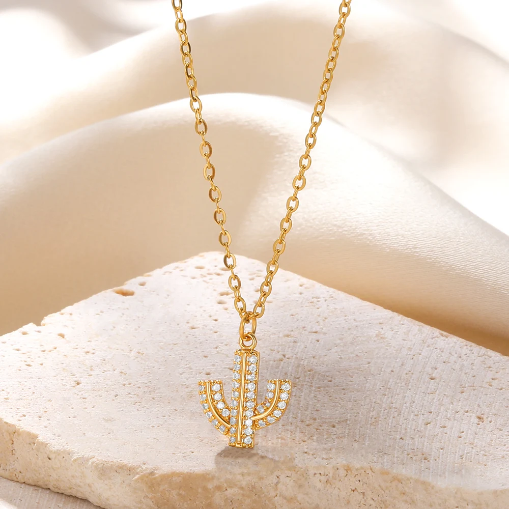 Luxury Zircon Cactus Necklace For Women's Gold Color Stainless Steel Fashion Necklace Series Pendant Gift Jewelry Free Delivery
Luxury Zircon Cactus Necklace For Women's Gold Color Stainless Steel Fashion Necklace Series Pendant Gift Jewelry Free Delivery