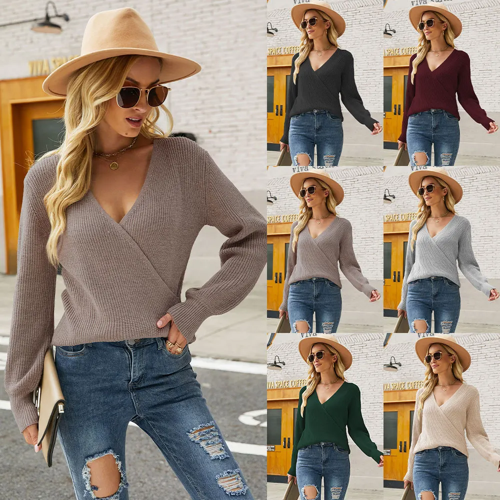 2022 new autumn and winter women's sweater fashion V-neck long-sleeved pullover solid color knitted sweater top women
2022 new autumn and winter women's sweater fashion V-neck long-sleeved pullover solid color knitted sweater top women
