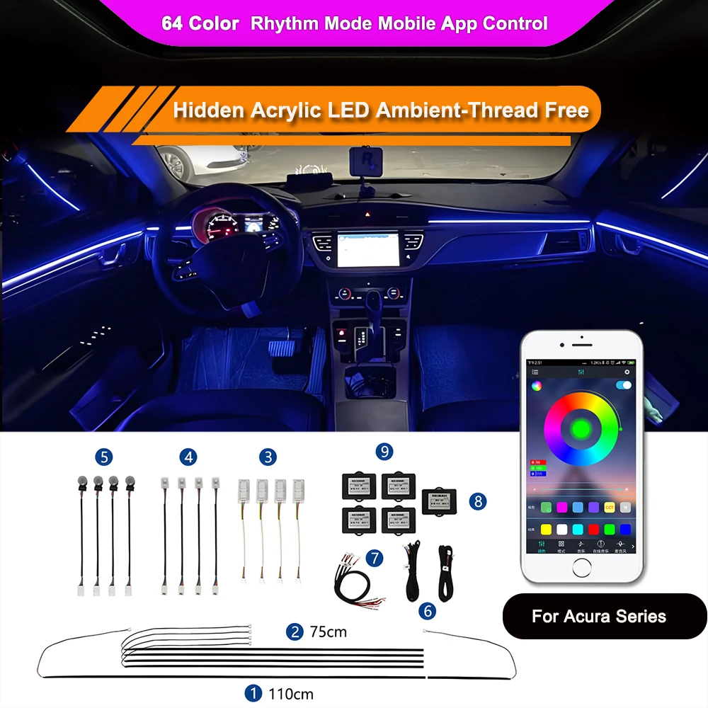 For Car Acura CDX ILX MDX NSX RDX RL RLX TL TLX TLX-L App Control Led Decorative Lamp RGB Acrylic Ambient Atmosphere Light
For Car Acura CDX ILX MDX NSX RDX RL RLX TL TLX TLX-L App Control Led Decorative Lamp RGB Acrylic Ambient Atmosphere Light