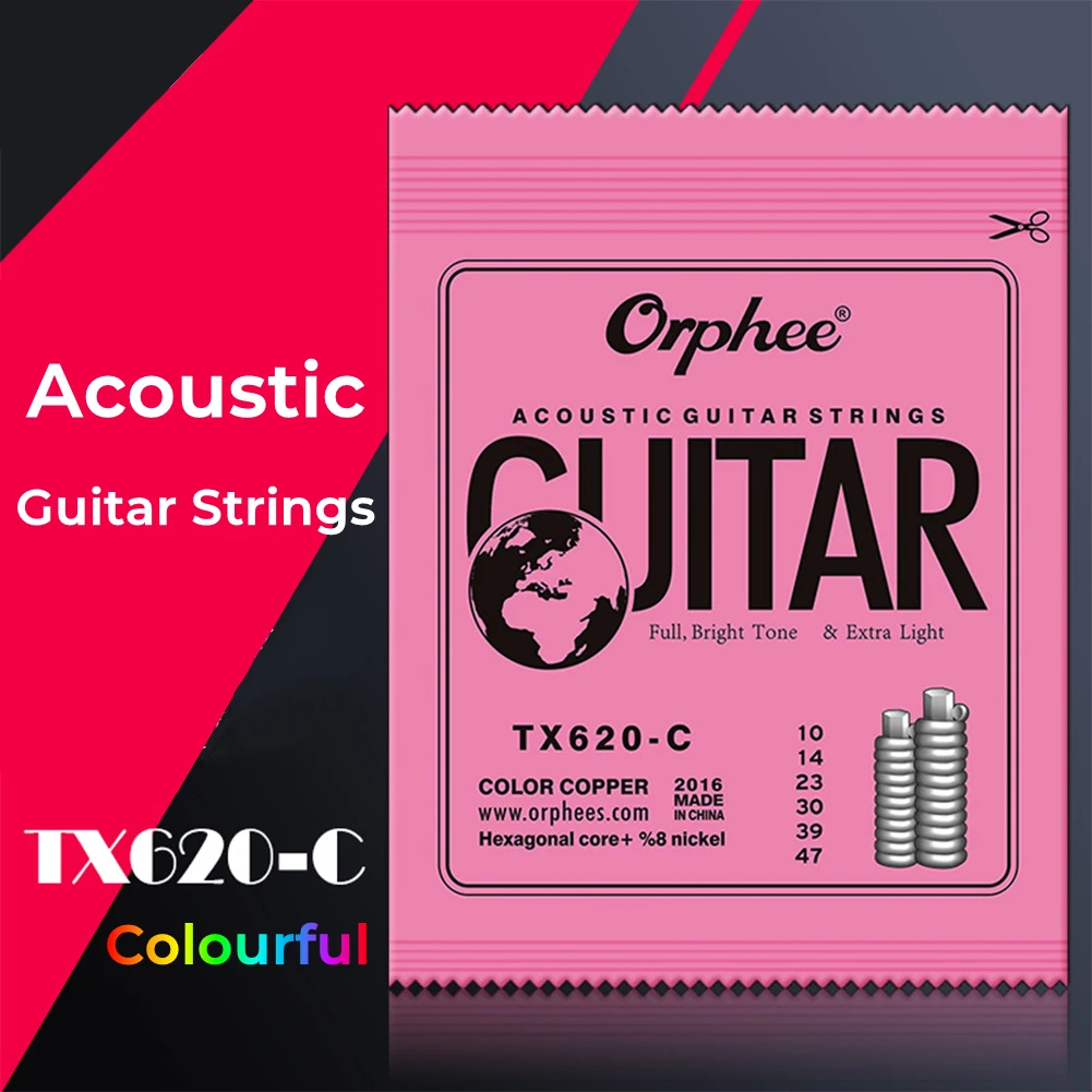Струны Orphee TX620-C цветные фольклорные для акустической гитары, 6 струн в комплекте, цветной шестигранный сердечник + 8% никель, ссветильник кие, ...
Струны Orphee TX620-C цветные фольклорные для акустической гитары, 6 струн в комплекте, цветной шестигранный сердечник + 8% никель, ссветильник кие, ...