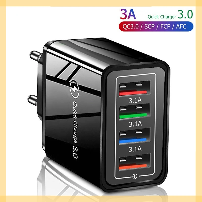 4 USB Fast Charger Quick Charge 3.0 For iPhone Charger For Samsung Plug Mobile Phone Chargers Adapter
4 USB Fast Charger Quick Charge 3.0 For iPhone Charger For Samsung Plug Mobile Phone Chargers Adapter