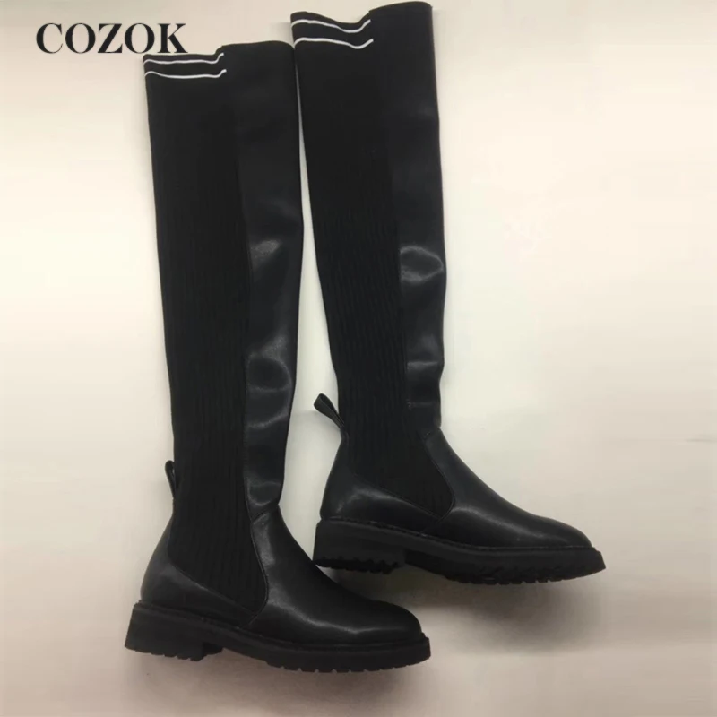Autumn And Winter Genuine Leather Fly Weaving Thick Sole Women's Over The Knee Boots Comfortable Show Legs Elasticity Long Boots
Autumn And Winter Genuine Leather Fly Weaving Thick Sole Women's Over The Knee Boots Comfortable Show Legs Elasticity Long Boots