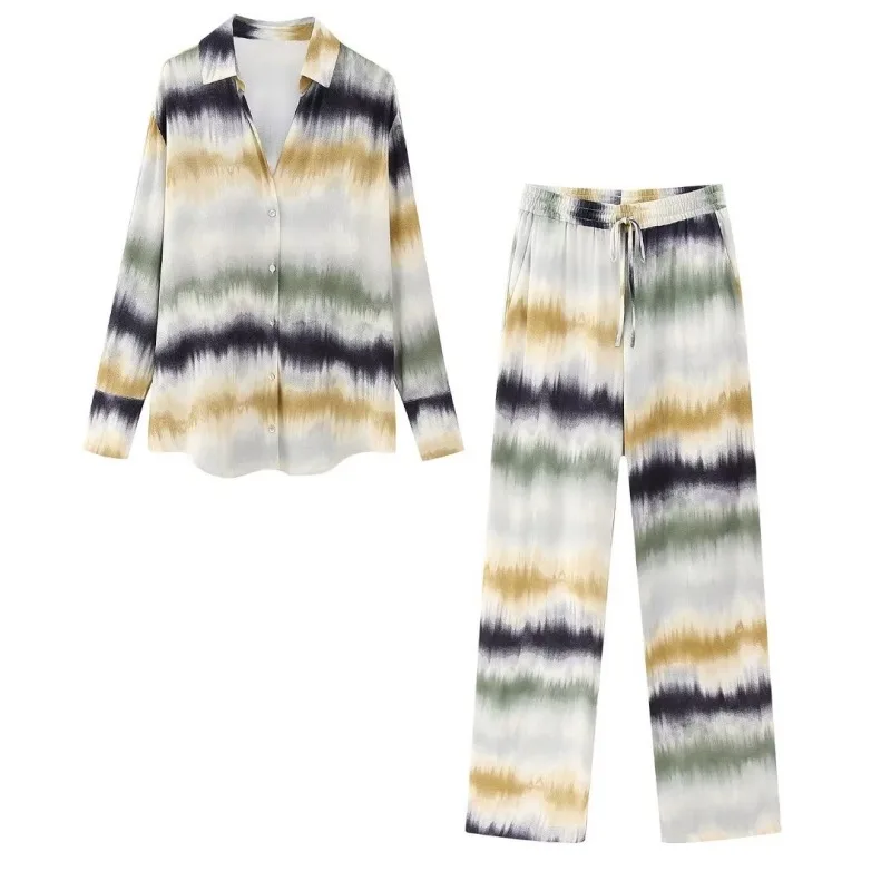 Women Tie Dyed Shirt And Pants Set Fashion Lapel Long Sleeved Single Breasted Casual Women Shirt Elastic Waist Loose Pants
Women Tie Dyed Shirt And Pants Set Fashion Lapel Long Sleeved Single Breasted Casual Women Shirt Elastic Waist Loose Pants