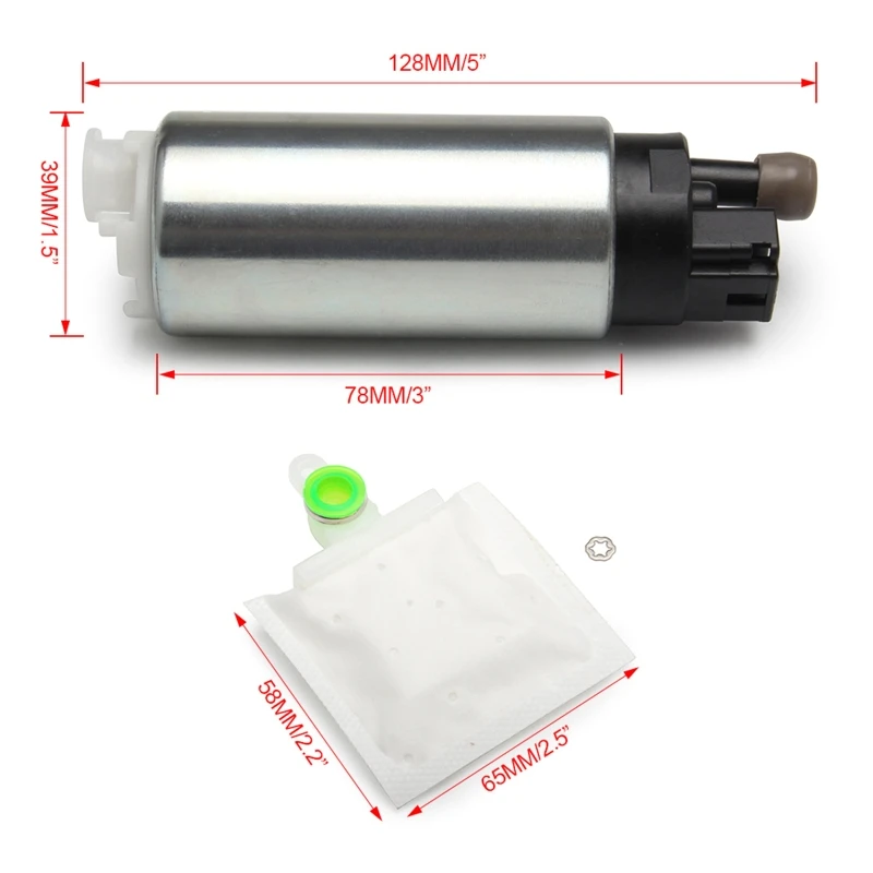 255LPH Electric Fuel Pump High Flow 43PSI Kit Compatible with GSS342 255 LPH 43PSI Accessories Parts
255LPH Electric Fuel Pump High Flow 43PSI Kit Compatible with GSS342 255 LPH 43PSI Accessories Parts