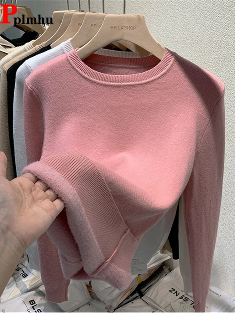 Winter Thicken Velvet Lined Pullover O-neck Knitted Sweater Women Casual Warm Soft Knitwear Jumper Slim Long Sleeve Sueter Tops
Winter Thicken Velvet Lined Pullover O-neck Knitted Sweater Women Casual Warm Soft Knitwear Jumper Slim Long Sleeve Sueter Tops