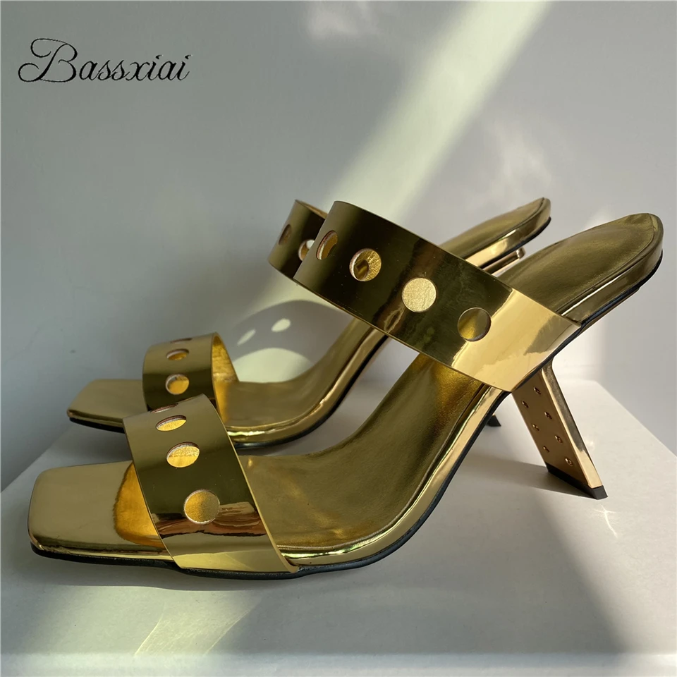 Metal Strange Heel Modern Sandals Women Square Open Toe Fretwork Slingbacks Slip-on Summer Mules For Girls
Metal Strange Heel Modern Sandals Women Square Open Toe Fretwork Slingbacks Slip-on Summer Mules For Girls