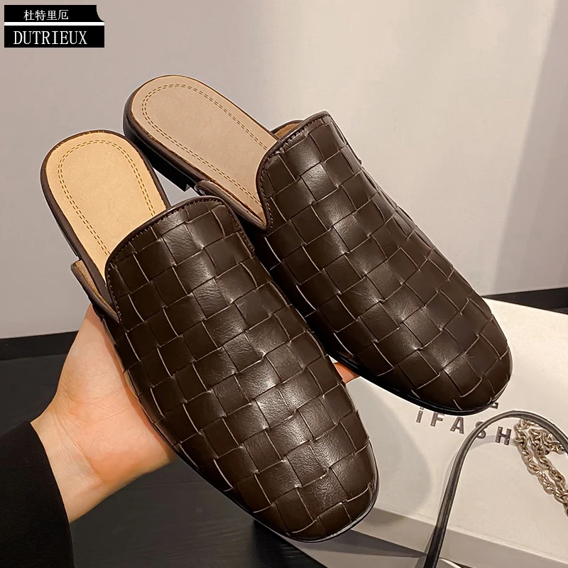 Female Shoes For Women Slides Full Grain Leather Genuine Ladies Black Slippers 2023 Summer Weave Flats Outside Footwear Mules
Female Shoes For Women Slides Full Grain Leather Genuine Ladies Black Slippers 2023 Summer Weave Flats Outside Footwear Mules