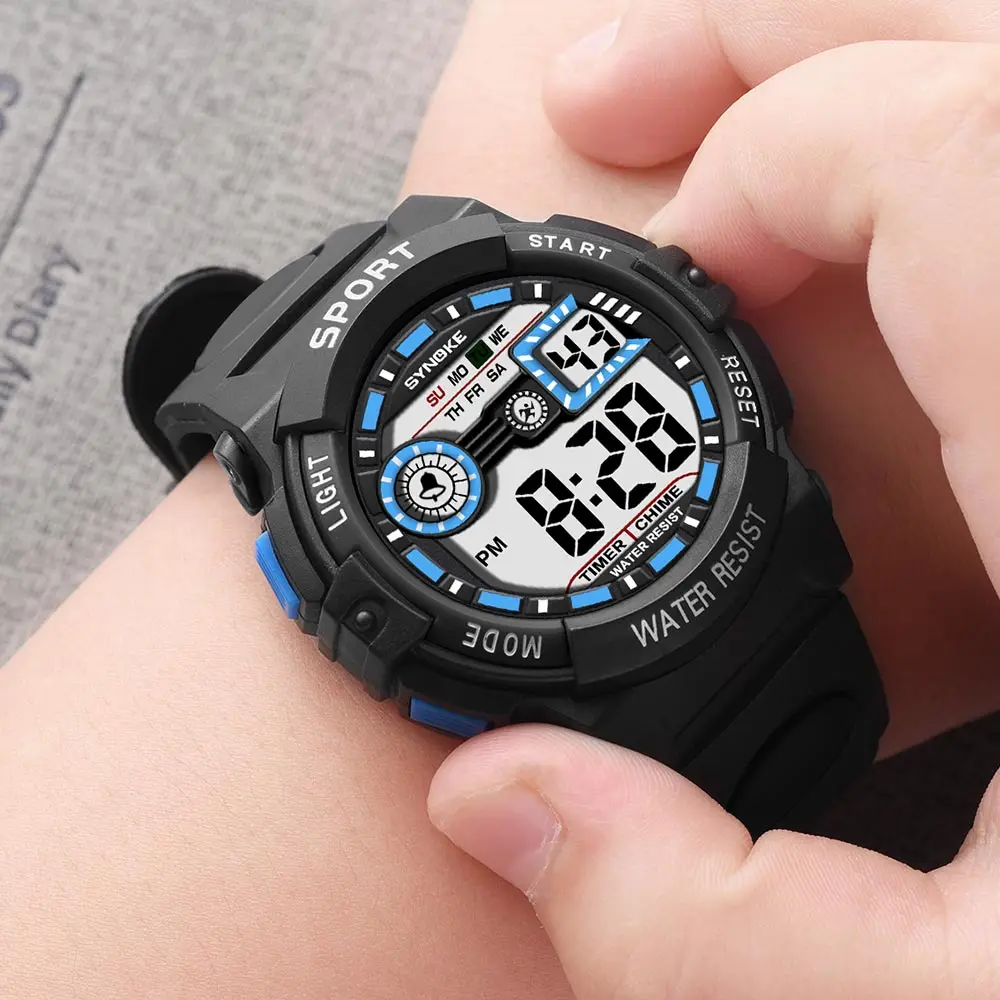 

Mens Digital Watch SYNOKE Brand 50M Waterproof Watch Watches Alarm Clock Rugged Design Outdoor Sport Watches Man Chronograph